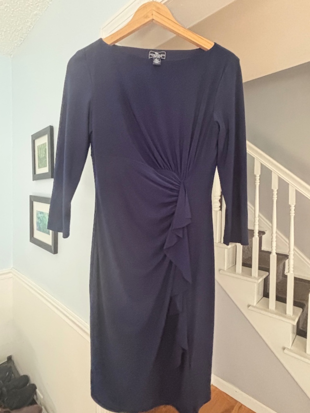 Navy slinky cocktail dress